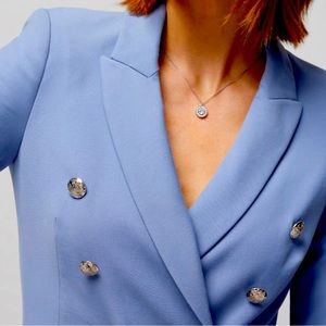WHBM Double Breasted Point Silver Button Blazer